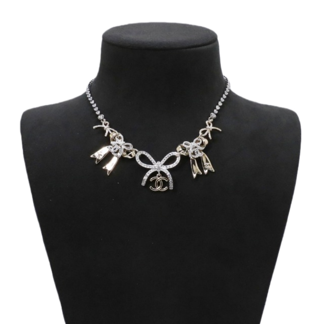 CCN086 Chanel crystal tennis necklace with bow charms - ccjewelryacc
