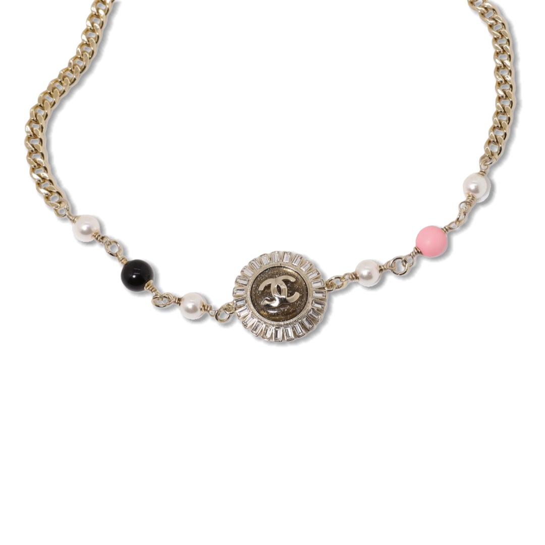 CCL107 Chanel Colored pearl choker necklace long chain sweater necklace - ccjewelryacc