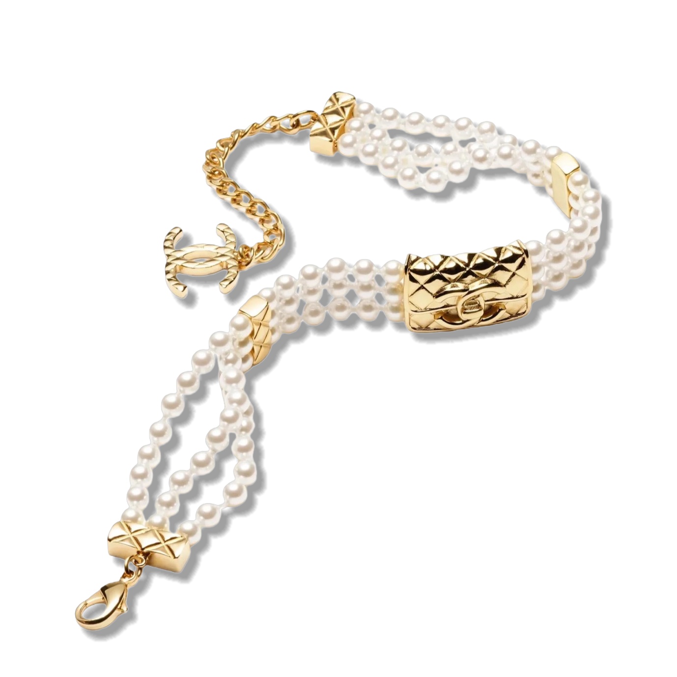 CCN214 Chanel crush bag pearl choker necklace - ccjewelryacc