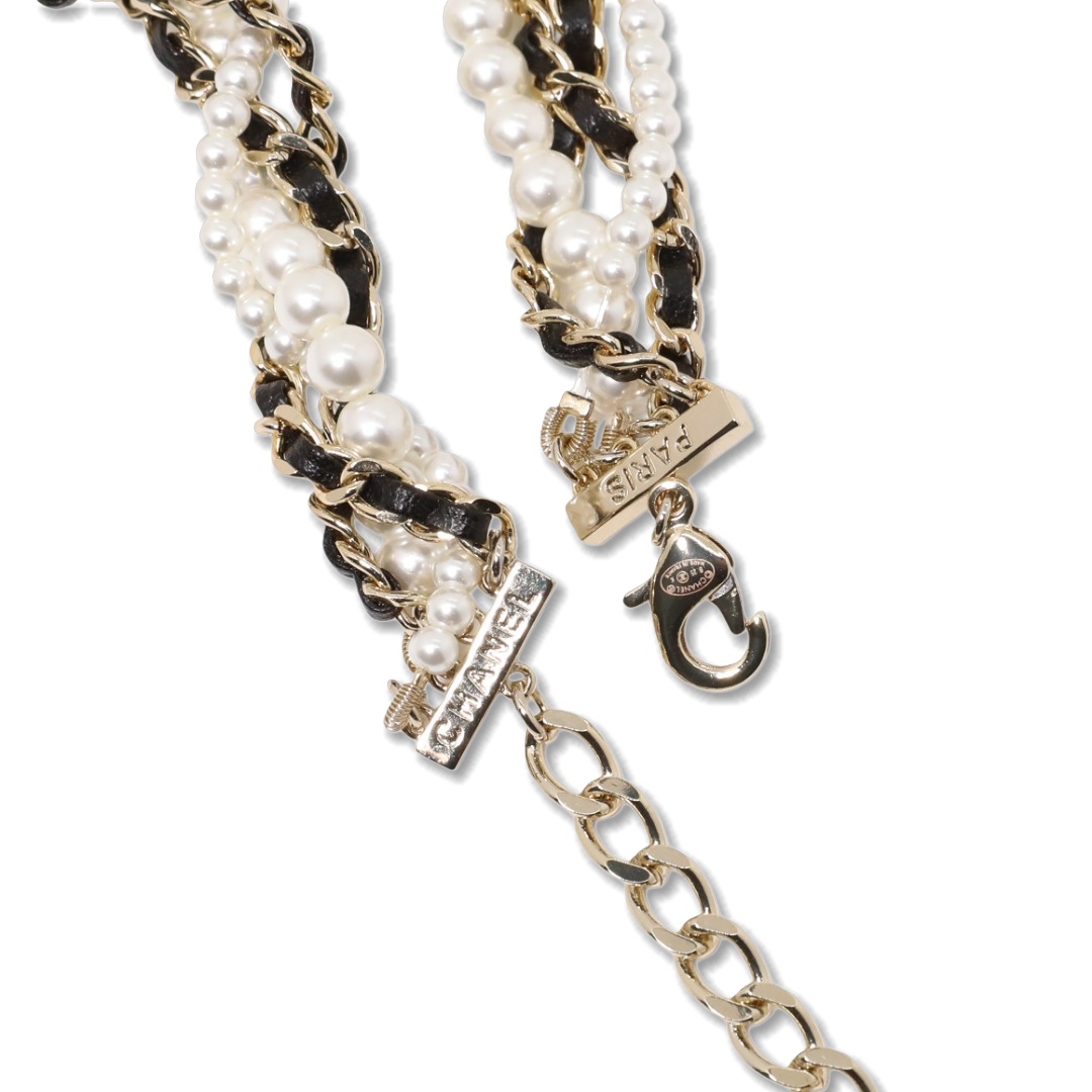 CCL106 Chanel multideck Metal leater Pearl Long Chain sweater necklace - ccjewelryacc