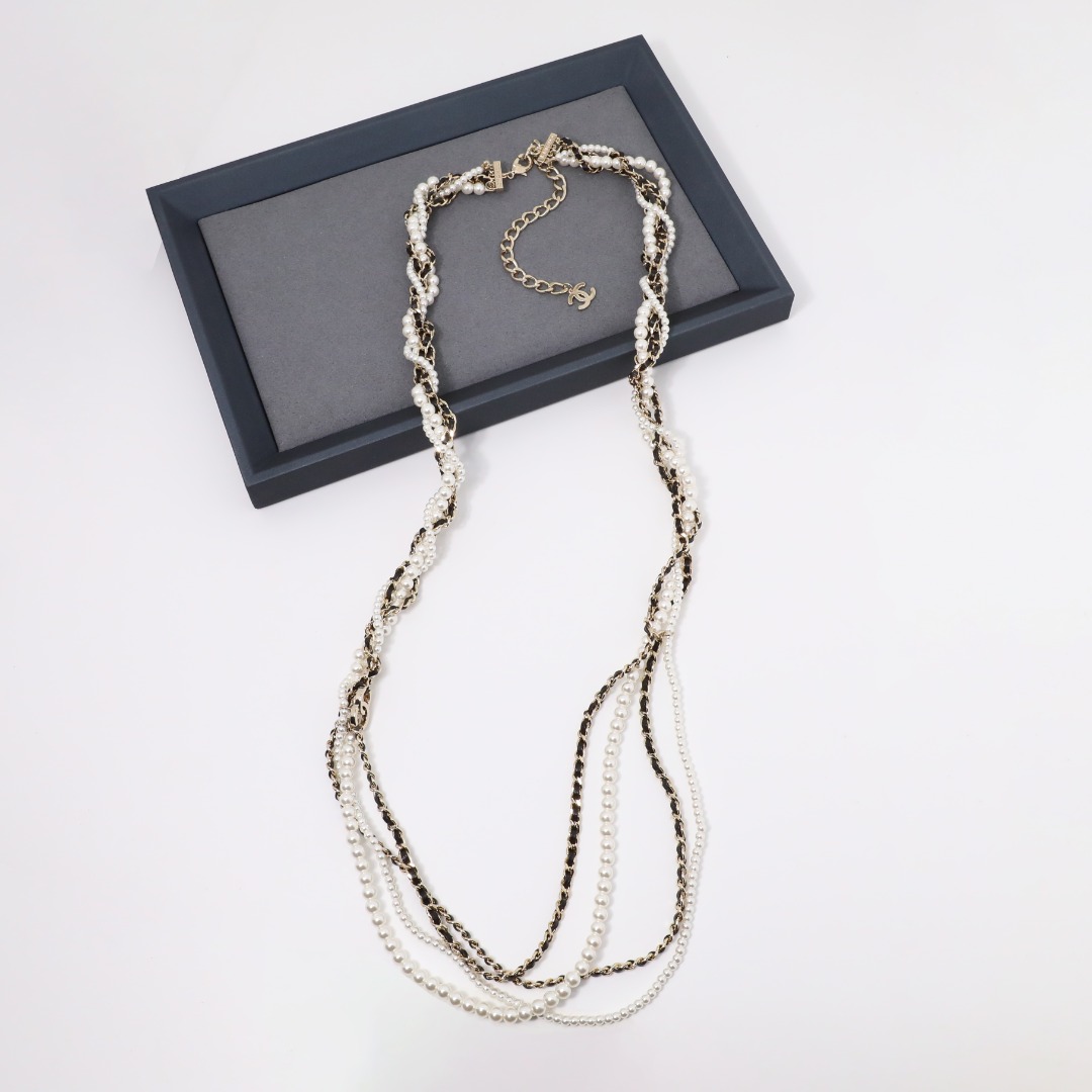 CCW145 Chanel multideck Metal leater Pearl Chain waist chain belt - ccjewelryacc