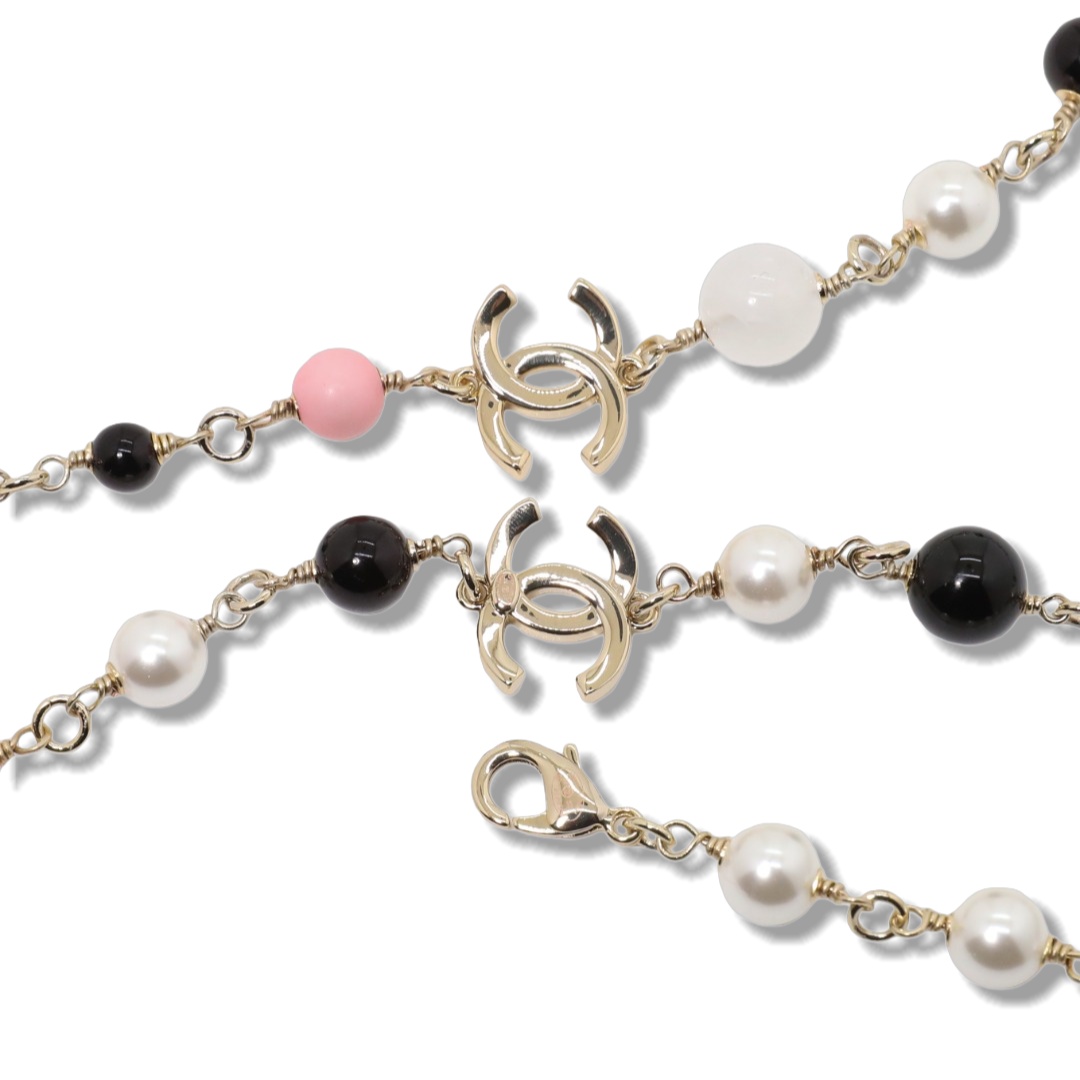 CCL105 Chanel Colored pearl long chain sweater necklace - ccjewelryacc