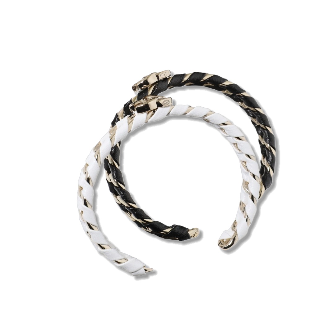 CCS164 Chanel Metal leater cc logo bangle bracelet - ccjewelryacc