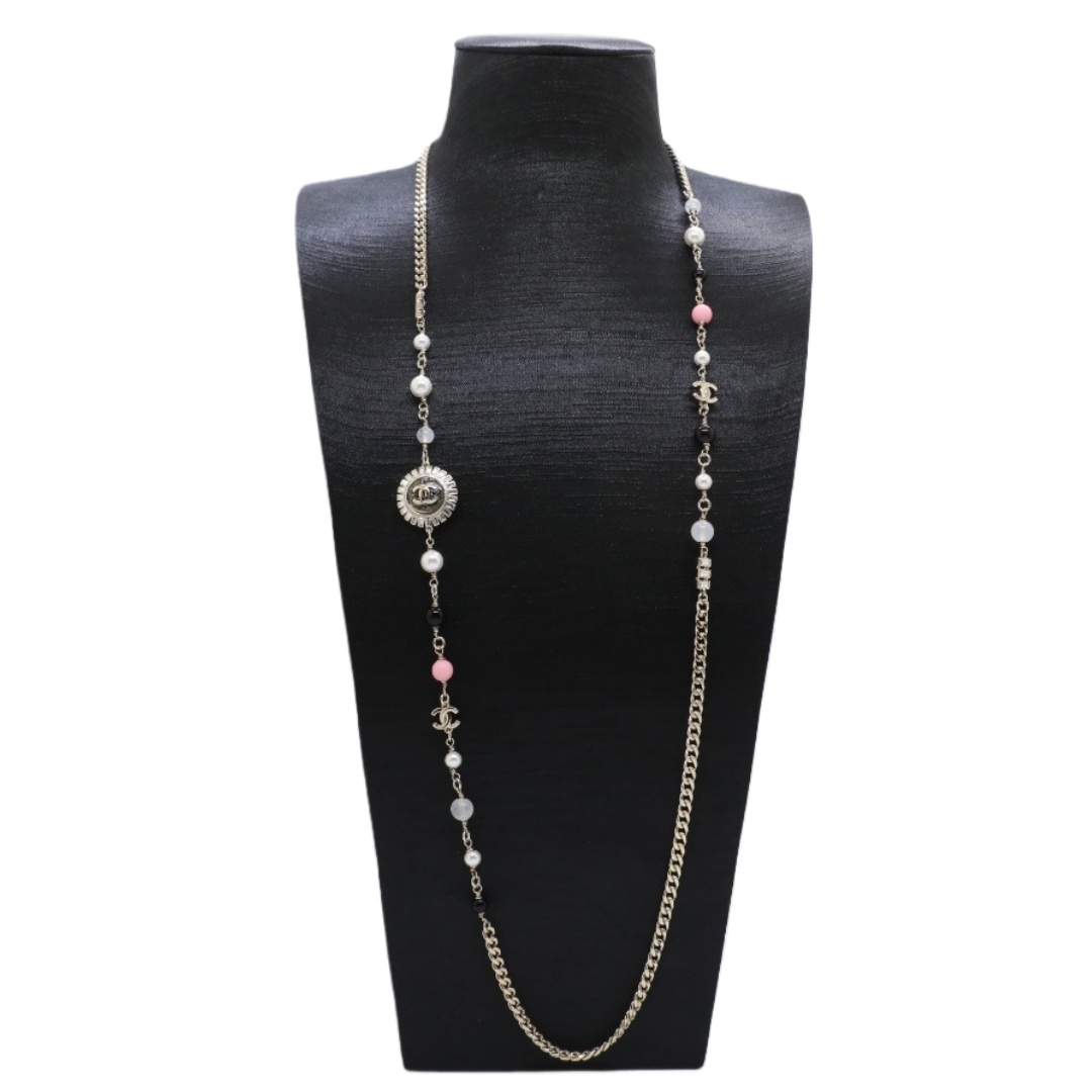 CCL107 Chanel Colored pearl choker necklace long chain sweater necklace - ccjewelryacc