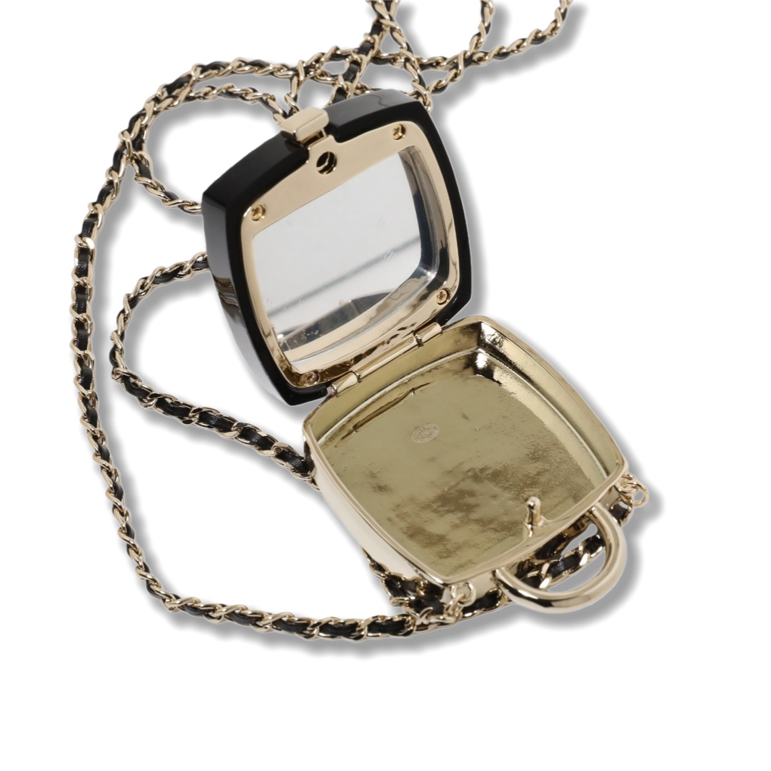 CCN095 Chanel Mini eyeshadow box long pendant necklace In Metal leater - ccjewelryacc