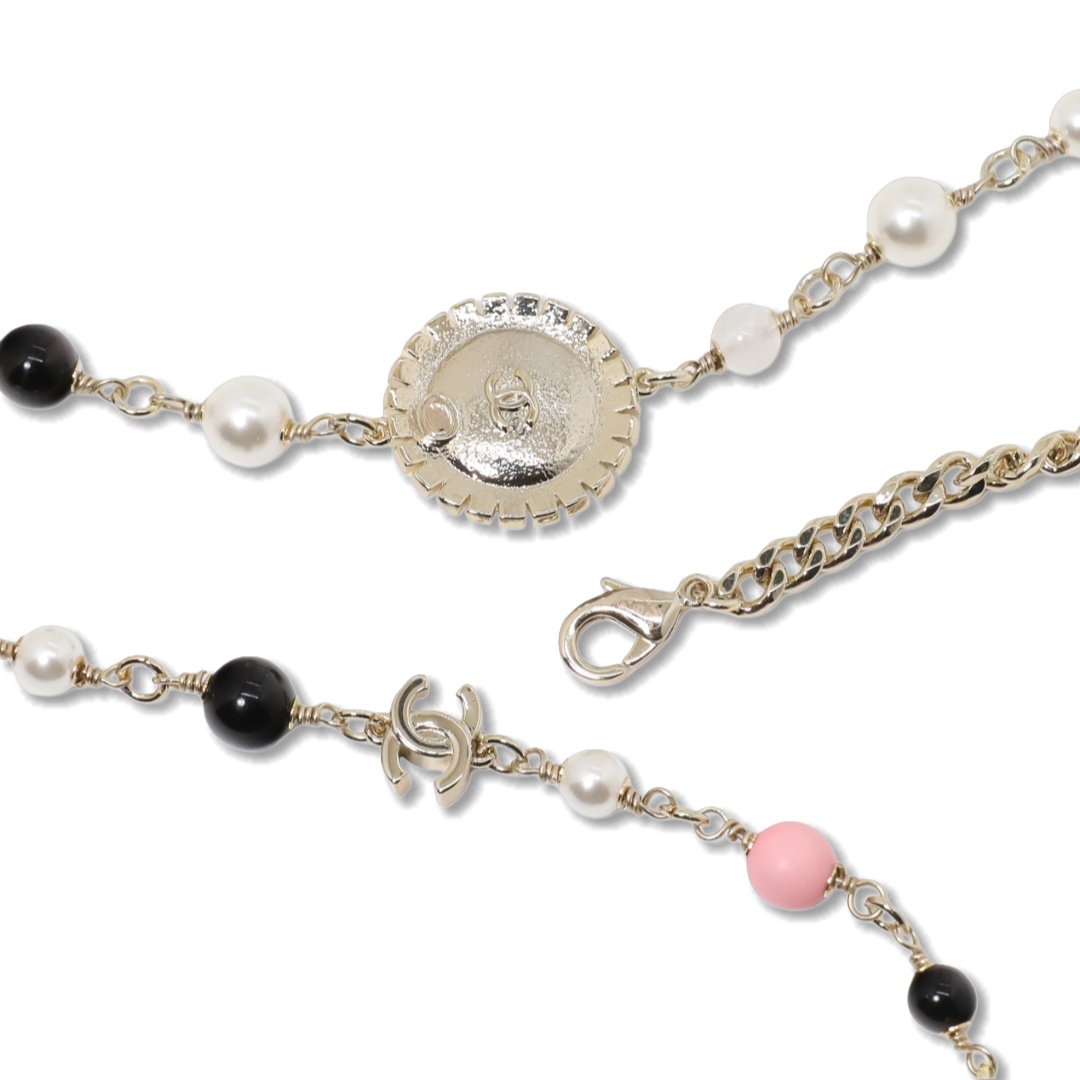 CCL107 Chanel Colored pearl choker necklace long chain sweater necklace - ccjewelryacc