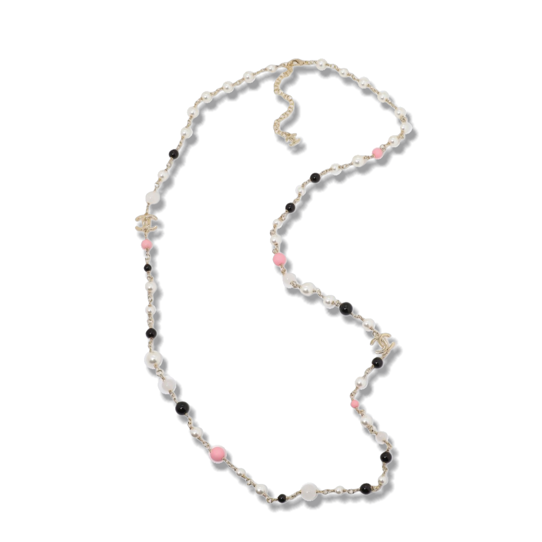 CCL105 Chanel Colored pearl long chain sweater necklace - ccjewelryacc