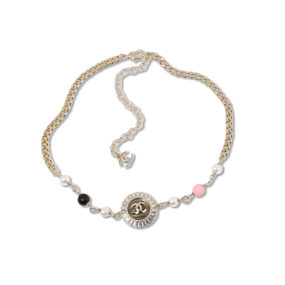 CCL107 Chanel Colored pearl choker necklace long chain sweater necklace - ccjewelryacc