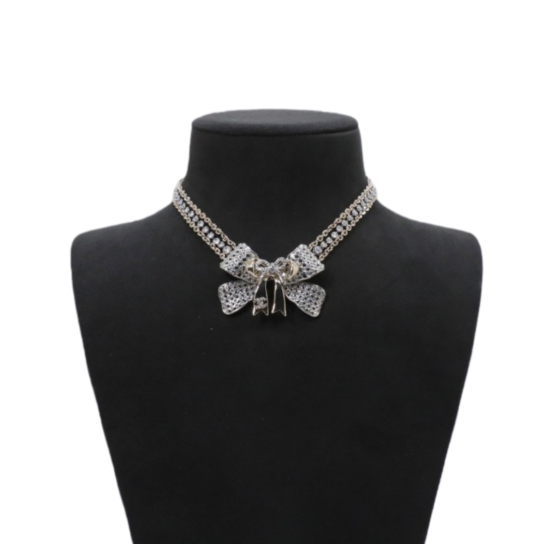 CCN090 Chanel Gold Silver bow pendant multideck choker necklace - ccjewelryacc
