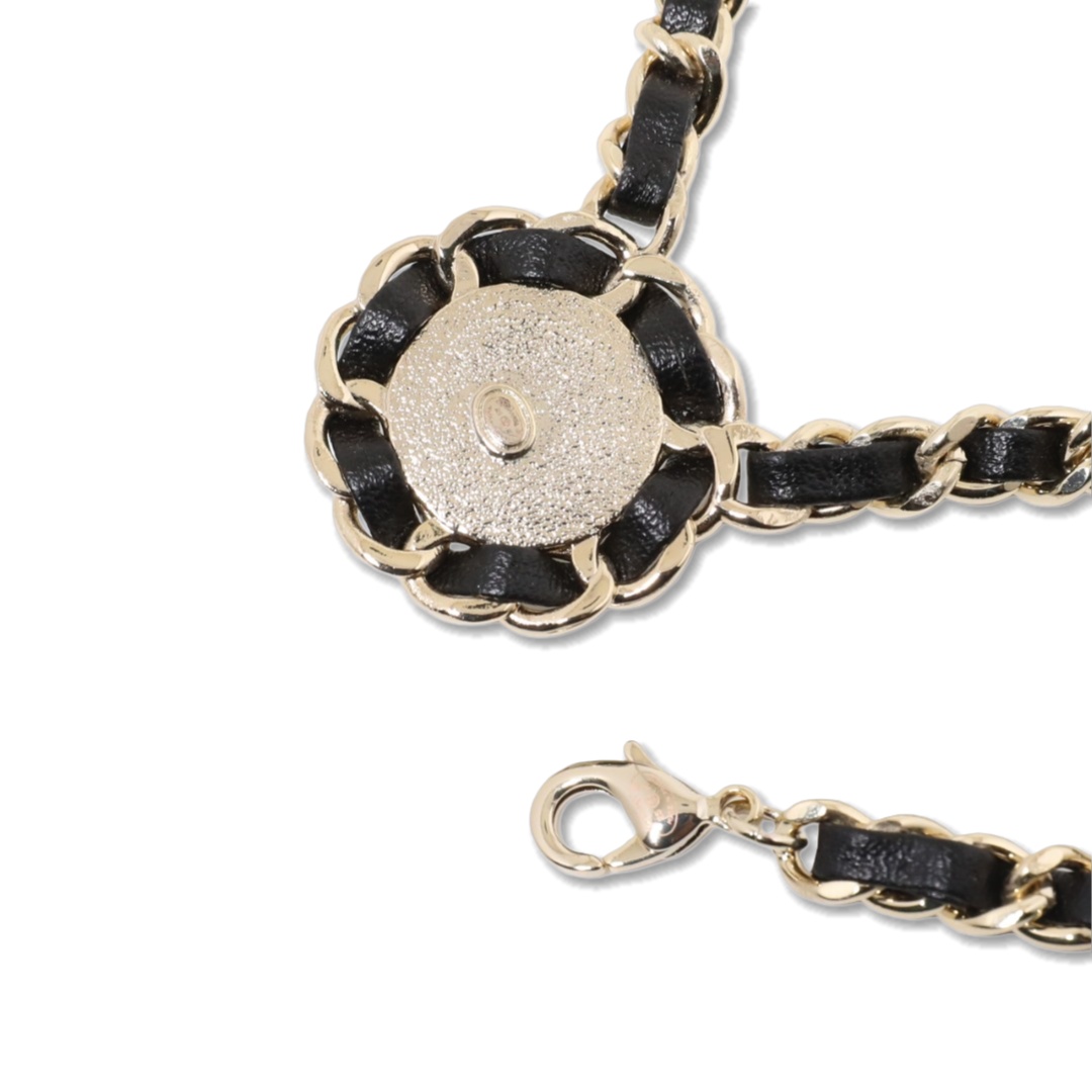 CCN149 Chanel metal leater chain choker necklace - ccjewelryacc