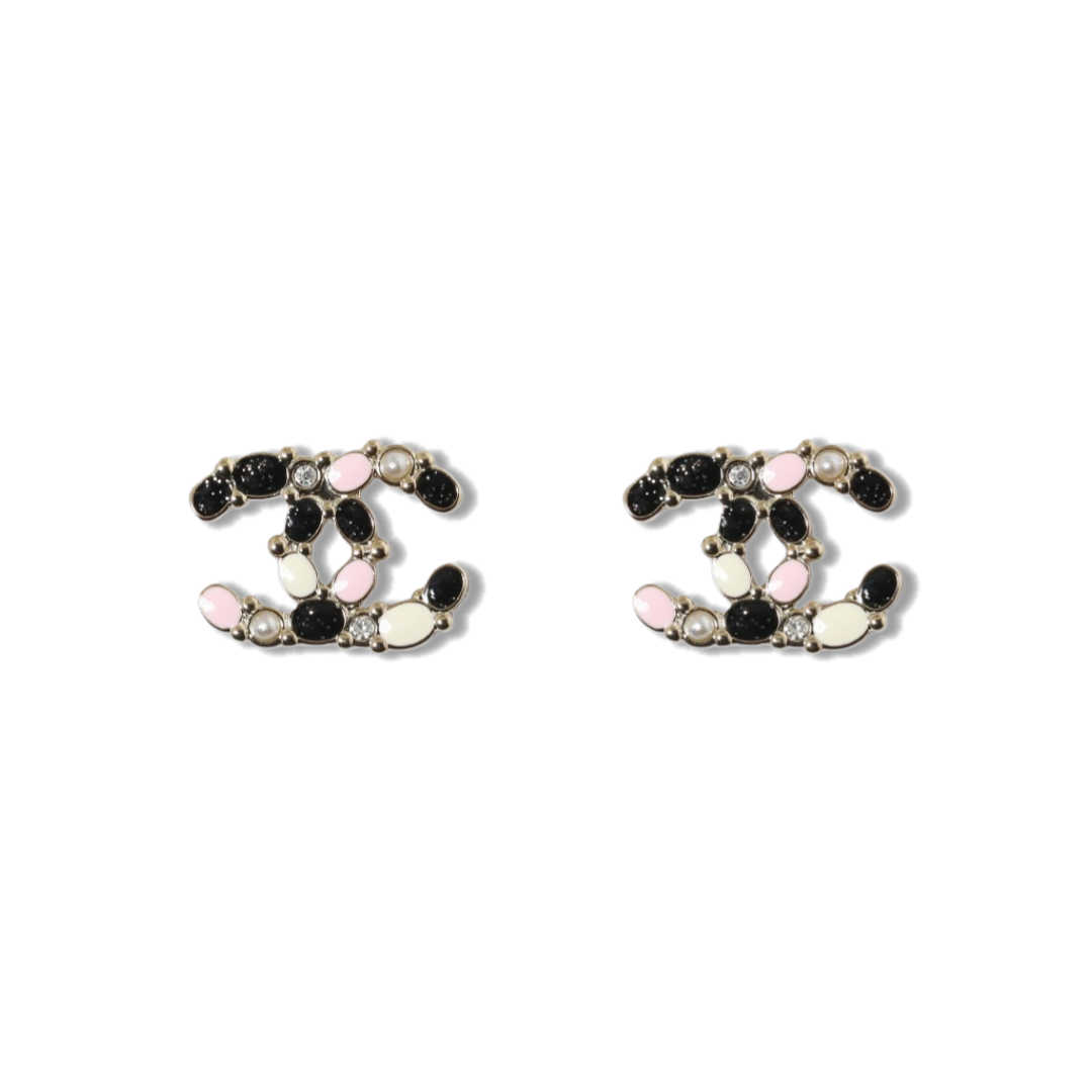 CCE383 Chanel colored enamel crystal stud earrings - ccjewelryacc