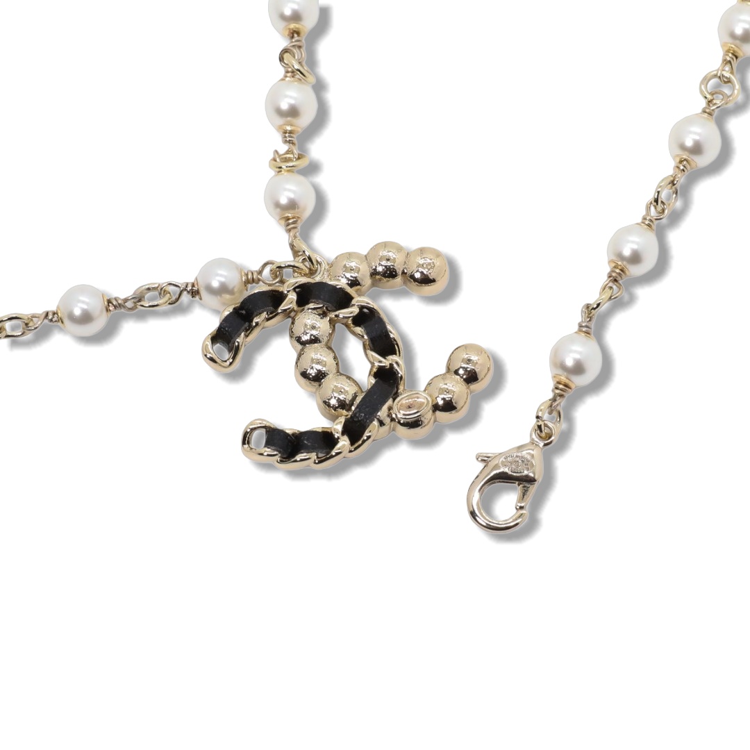 CCN062 Chanel pearl logo pendant necklace - ccjewelryacc