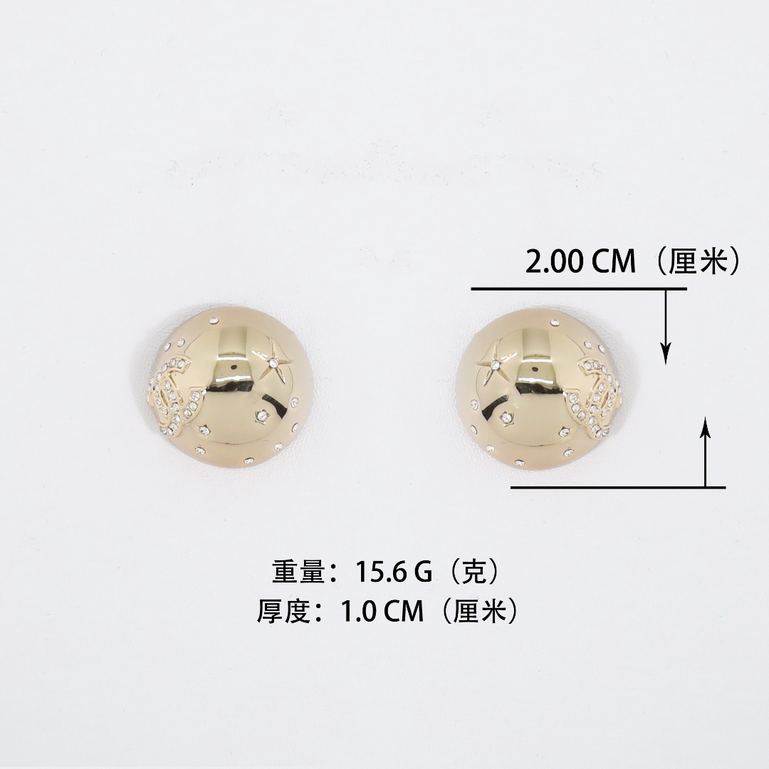 CCE388 Chanel half ball crystal stud earrings - ccjewelryacc