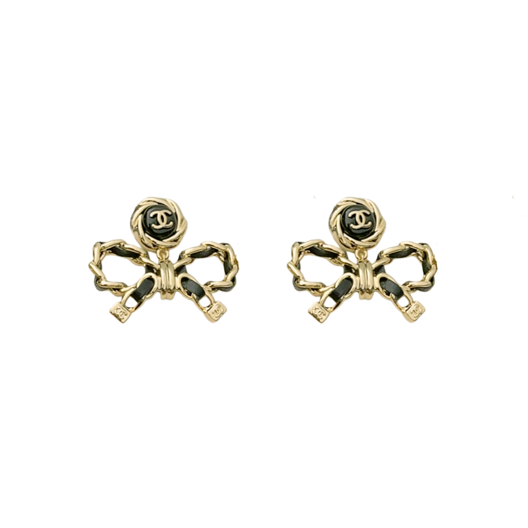 CCN040 Chanel metal leater chain bow necklace - ccjewelryacc