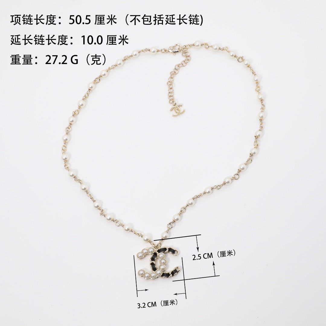 CCN062 Chanel pearl logo pendant necklace - ccjewelryacc