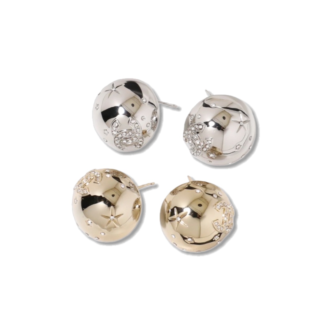 CCE388 Chanel half ball crystal stud earrings - ccjewelryacc