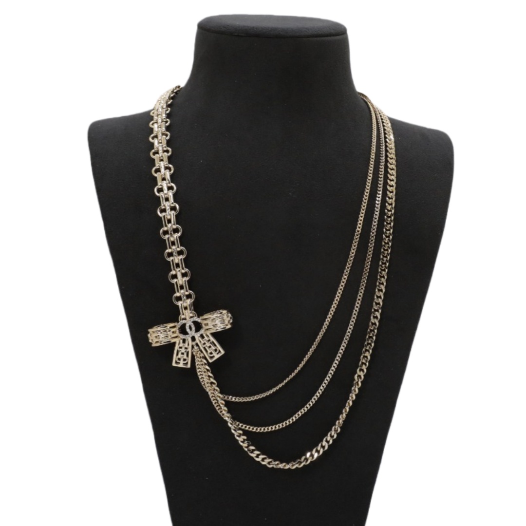 CCL110 Chanel Metal Cuba Chain bow long sweater necklace - ccjewelryacc