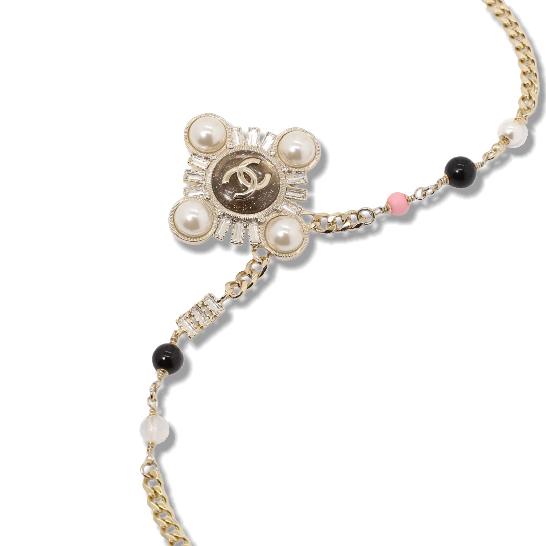 CCN080 Chanel vintage pearl chrysophoron pendant necklace - ccjewelryacc