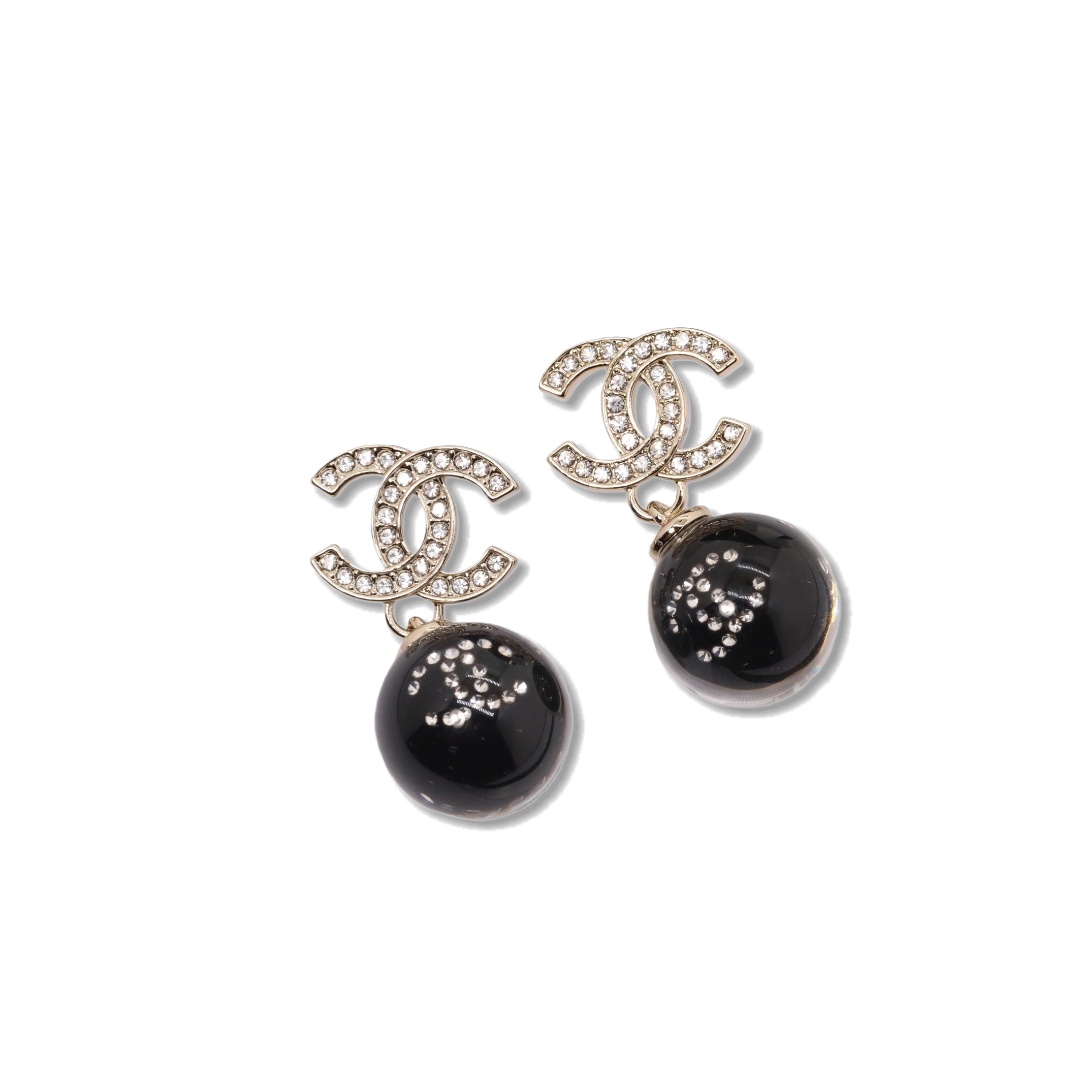 CCE715 Chanel crystal cc logo acrylic ball dangle earrings - ccjewelryacc