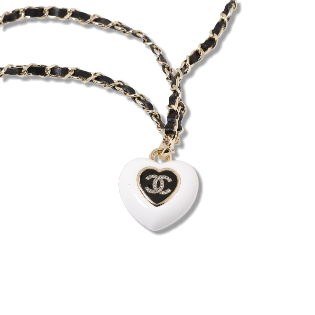 CCW146 Chanel metal leater long chain acrylic heart charm waist chain belt - ccjewelryacc