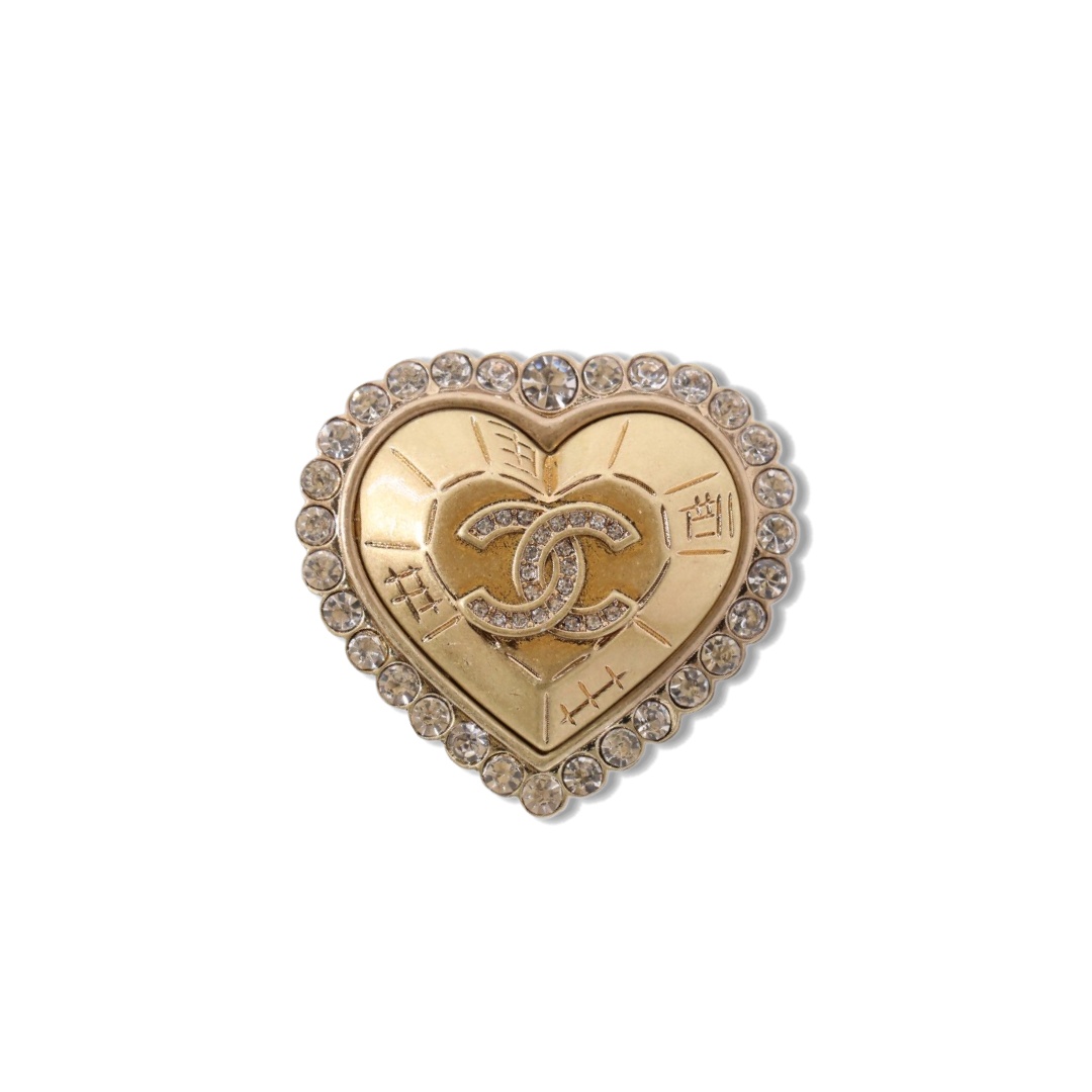 BCB610 Chanel vintage heart brooch pin - ccjewelryacc