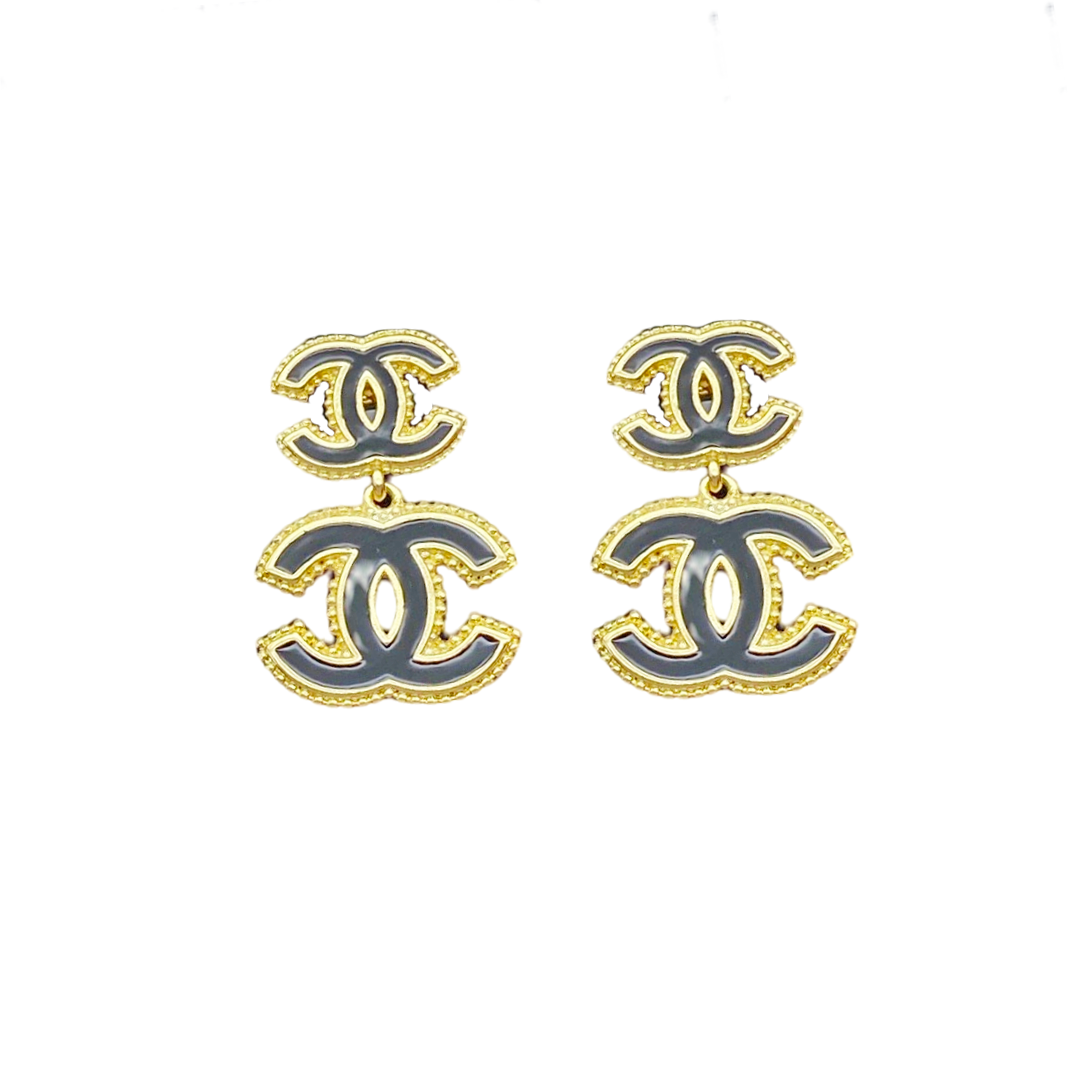 CCE717 Chanel enamel cc logo pendant earrings - ccjewelryacc