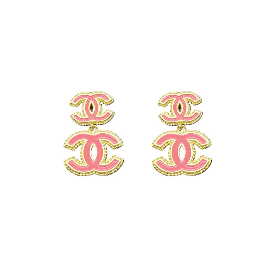 CCE717 Chanel enamel cc logo pendant earrings - ccjewelryacc