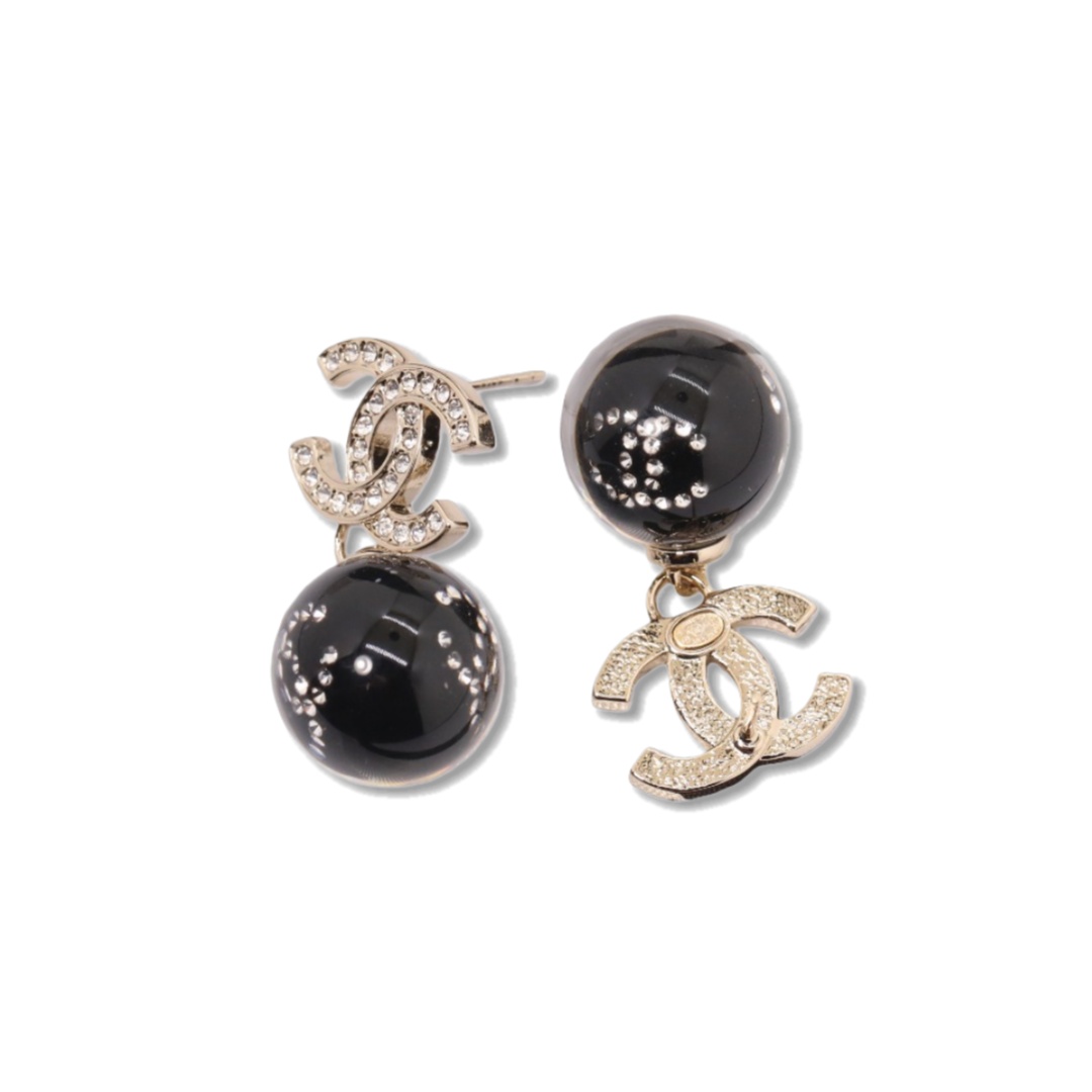 CCE715 Chanel crystal cc logo acrylic ball dangle earrings - ccjewelryacc