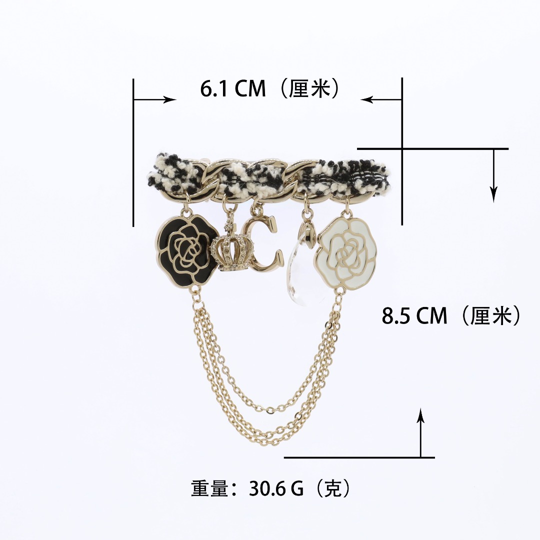 BCB608 Chanel Camellia crystal charms brooch pin - ccjewelryacc