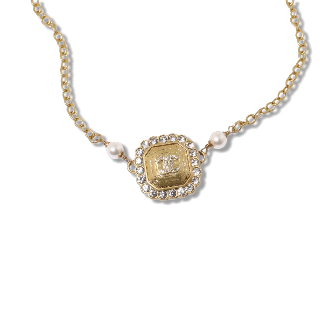 CCN133  Chanel vintage gold choker necklace - ccjewelryacc