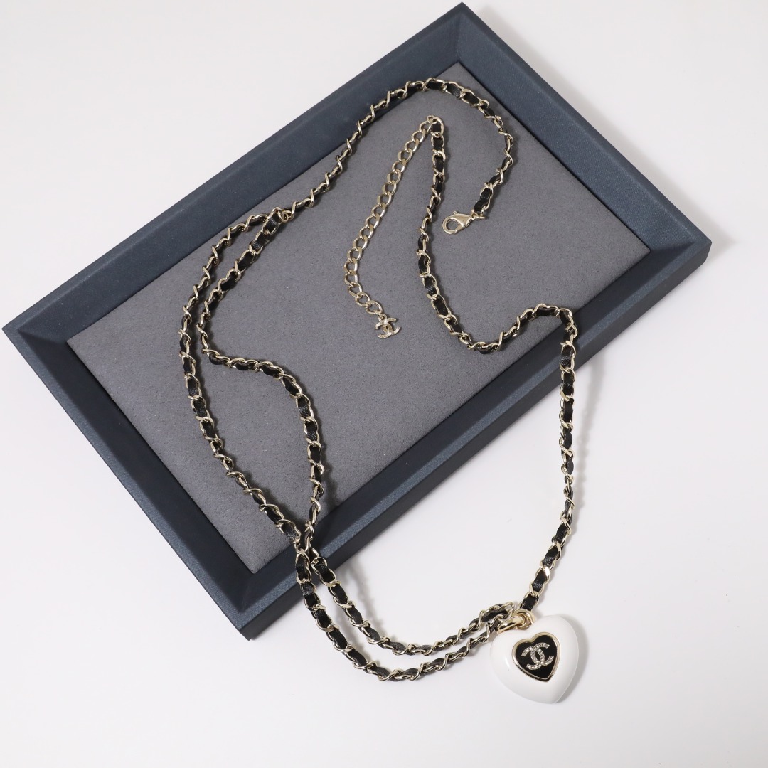 CCW146 Chanel metal leater long chain acrylic heart charm waist chain belt - ccjewelryacc