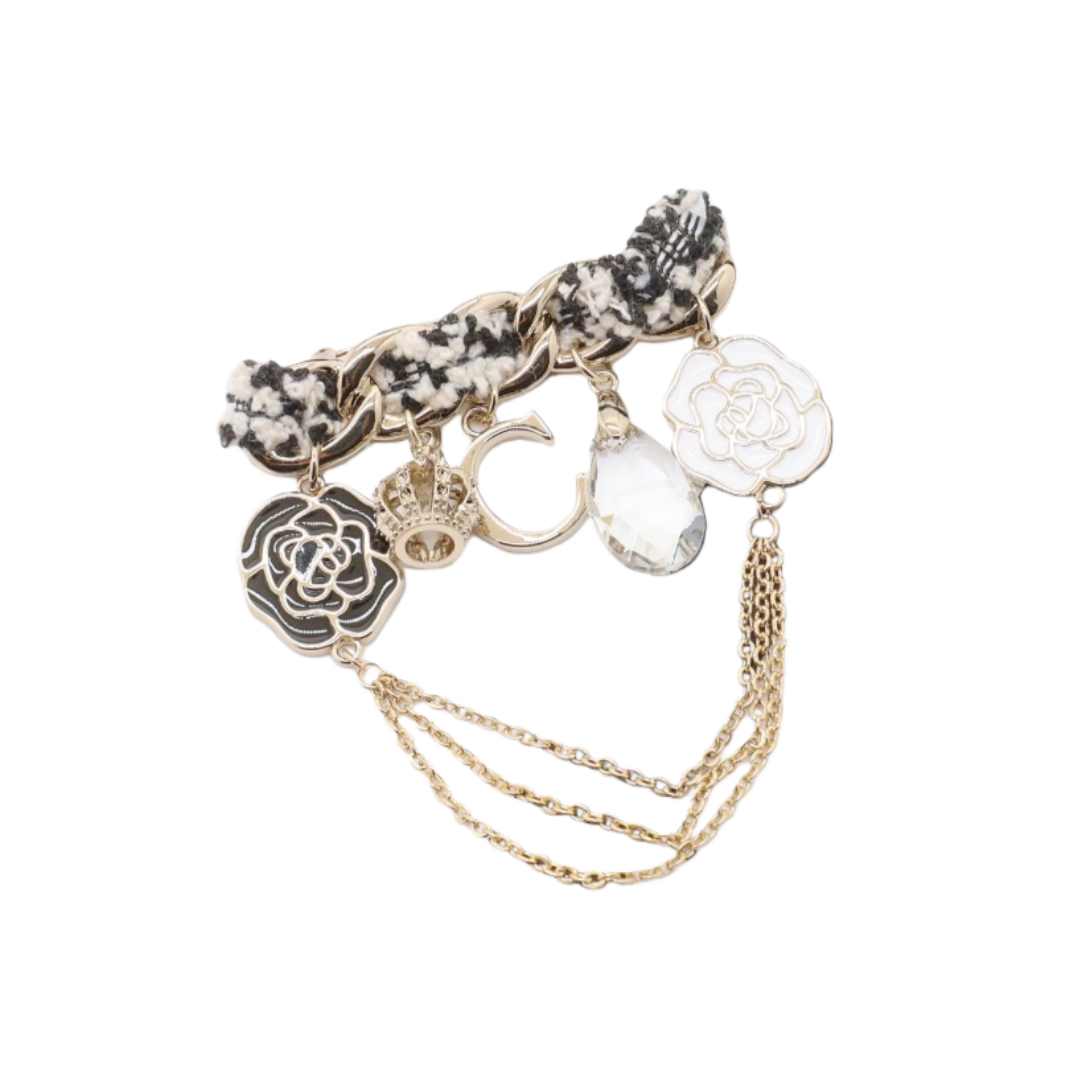 BCB608 Chanel Camellia crystal charms brooch pin - ccjewelryacc