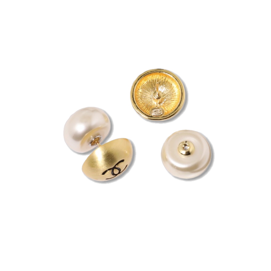 CCE392 Chanel brushed metal pearl Two-side earrings - ccjewelryacc