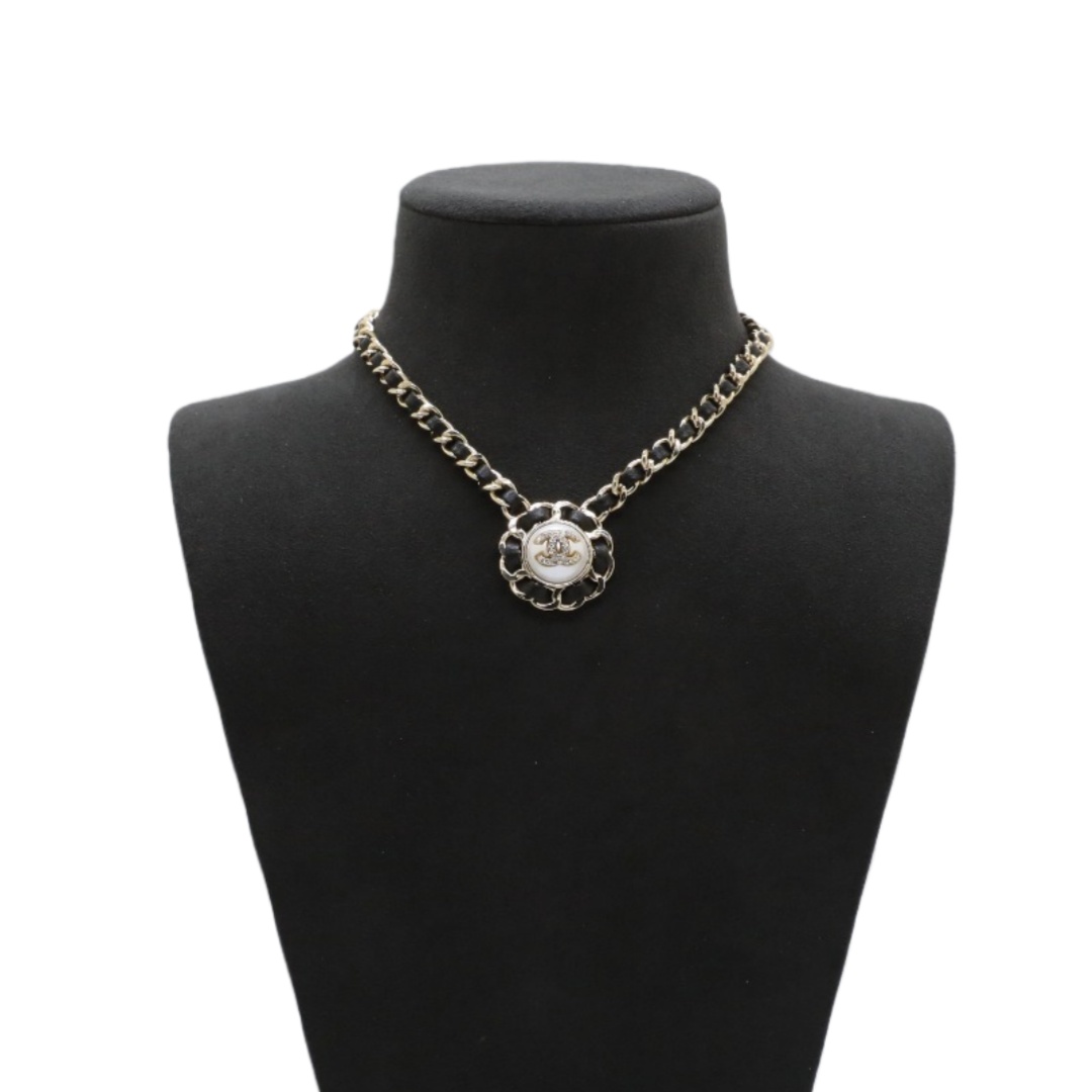 CCN149 Chanel metal leater chain choker necklace - ccjewelryacc
