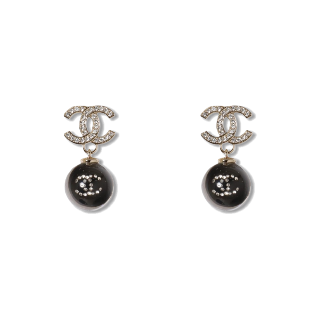 CCE715 Chanel crystal cc logo acrylic ball dangle earrings - ccjewelryacc