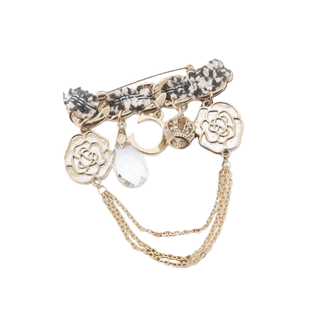 BCB608 Chanel Camellia crystal charms brooch pin - ccjewelryacc