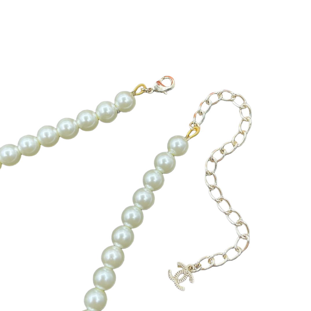 CCN116 Chanel Pink camellia pearl choker necklace - ccjewelryacc