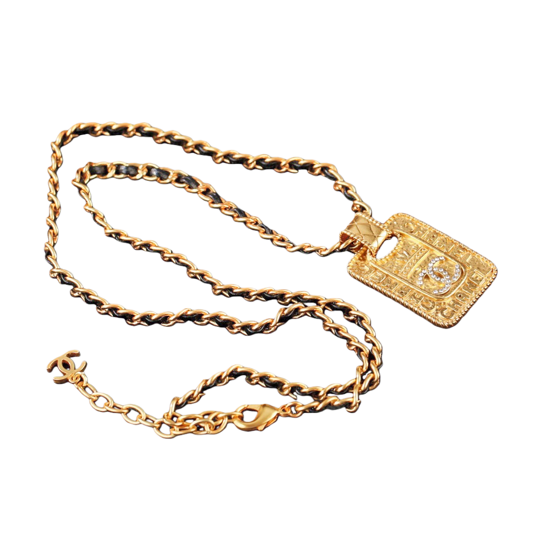 CCN128 Chanel vintage gold pendant necklace - ccjewelryacc