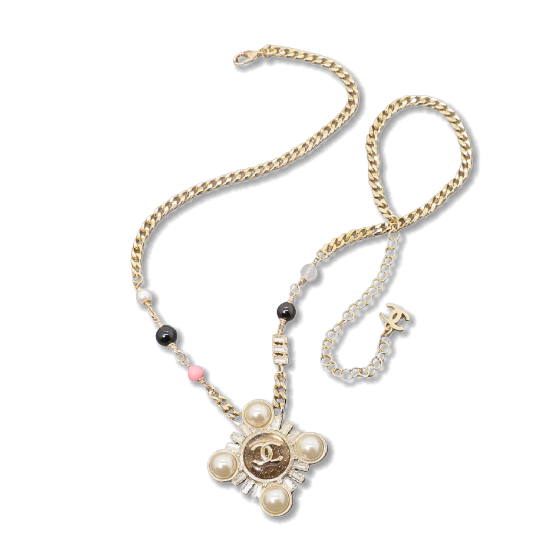 CCN080 Chanel vintage pearl chrysophoron pendant necklace - ccjewelryacc