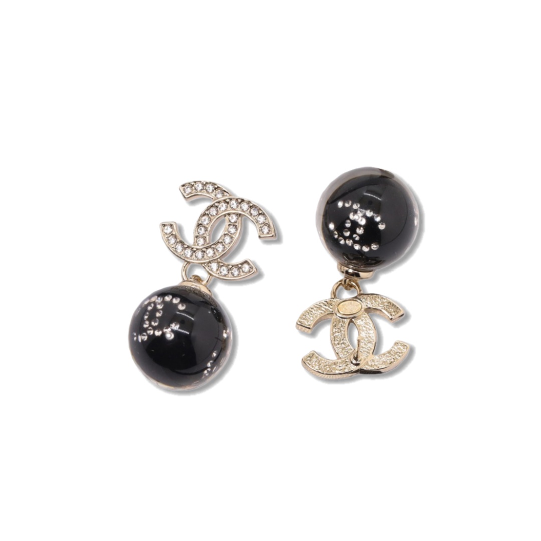 CCE715 Chanel crystal cc logo acrylic ball dangle earrings - ccjewelryacc