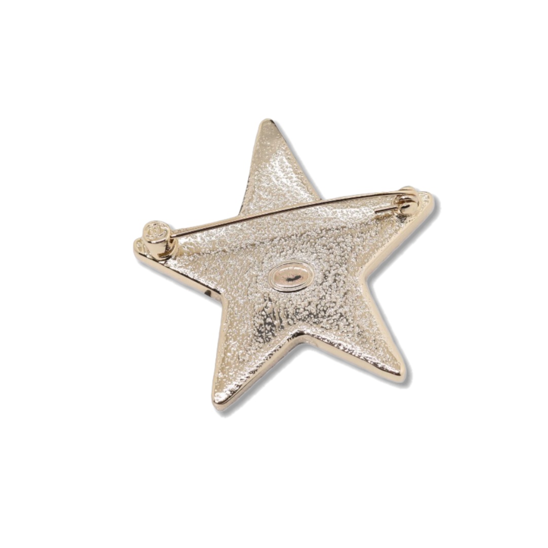 BCB613 Chanel black enamel acrylic star brooch pin - ccjewelryacc