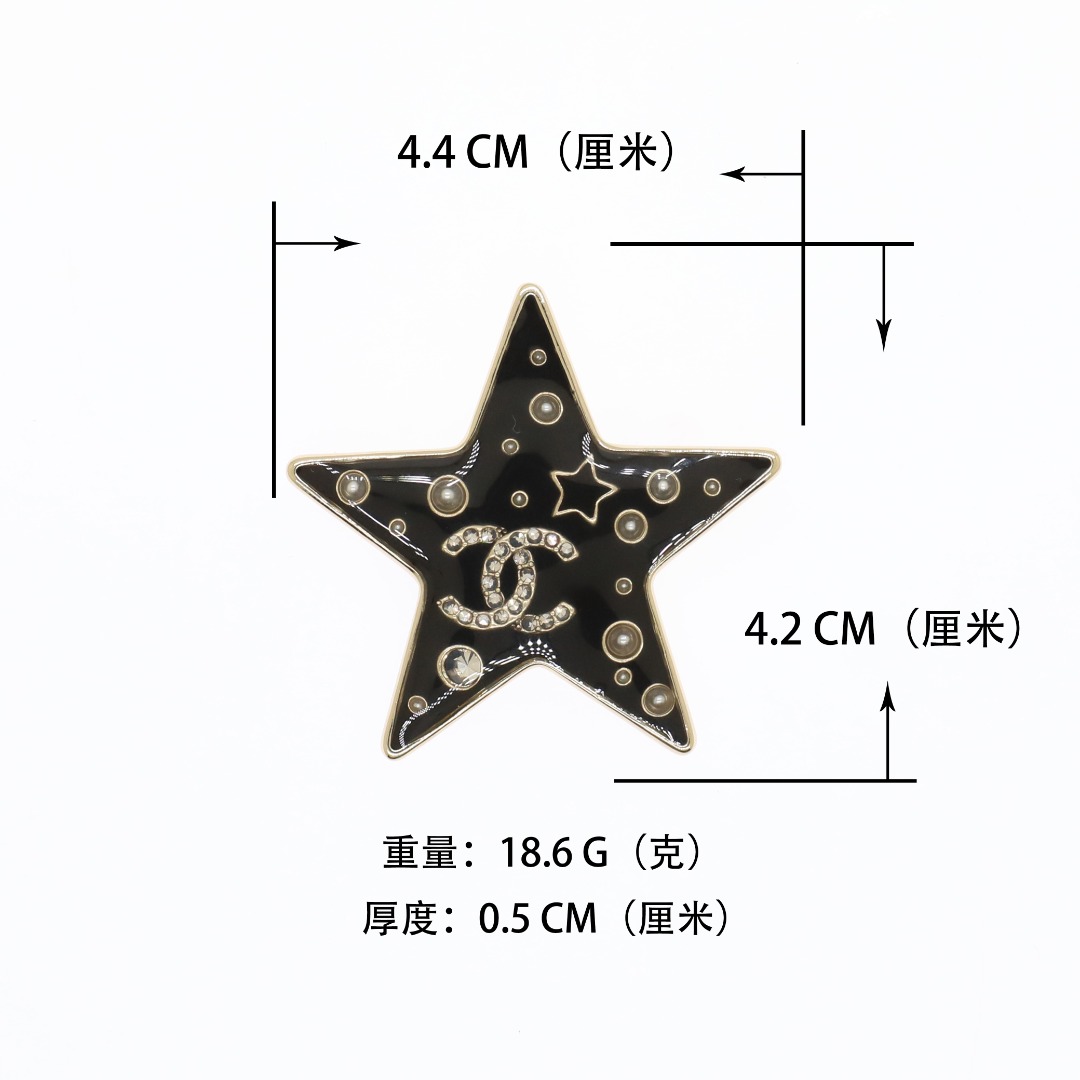 BCB613 Chanel black enamel acrylic star brooch pin - ccjewelryacc