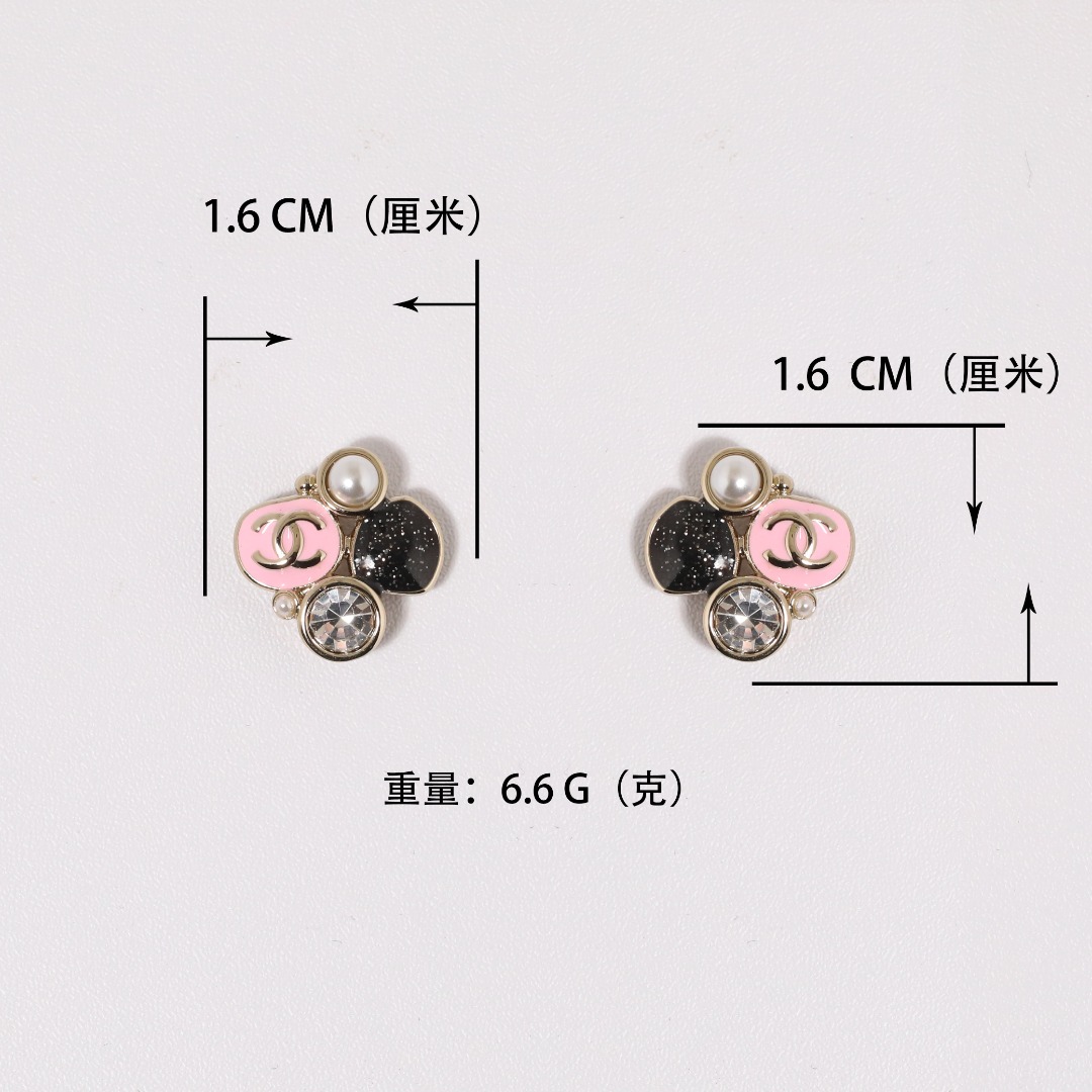 CCE718 Chanel colored enamel stud earrings - ccjewelryacc