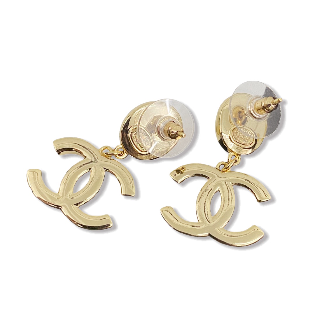 CCE714 Chanel pearl cc logo dangle earrings - ccjewelryacc