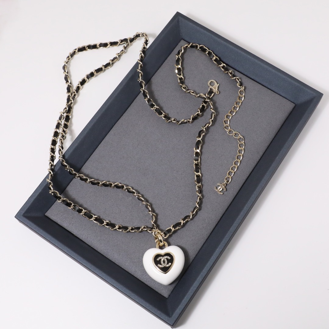 CCW146 Chanel metal leater long chain acrylic heart charm waist chain belt - ccjewelryacc