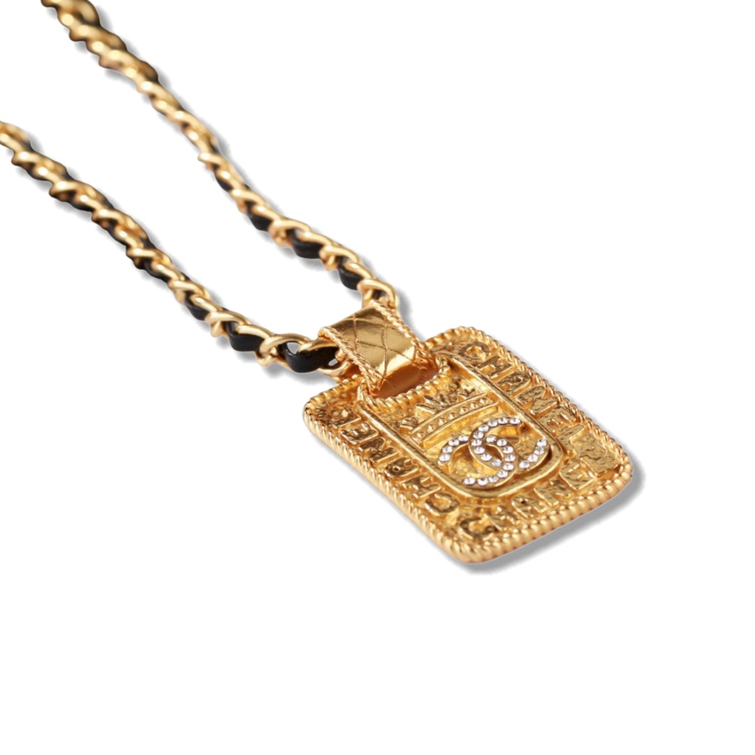 CCN128 Chanel vintage gold pendant necklace - ccjewelryacc