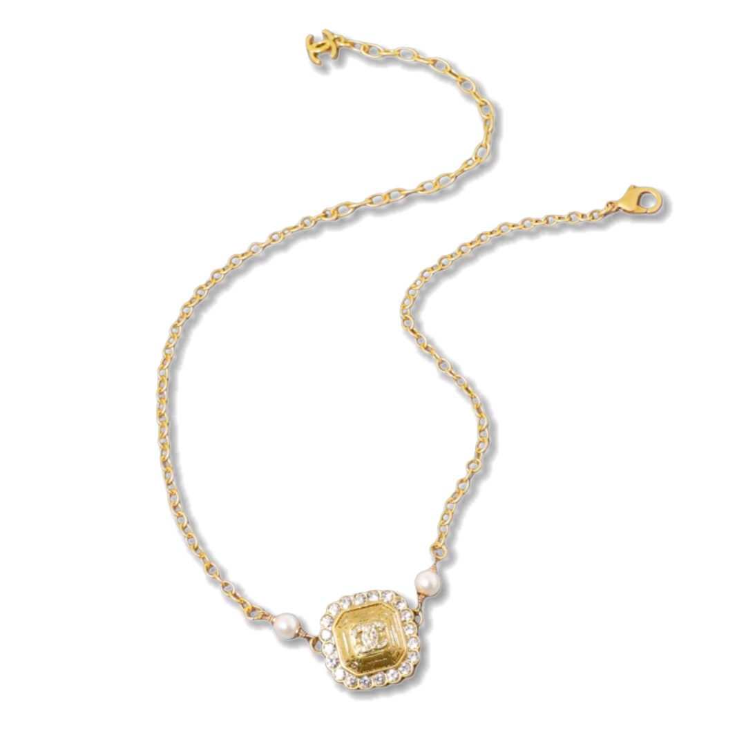 CCN133  Chanel vintage gold choker necklace - ccjewelryacc