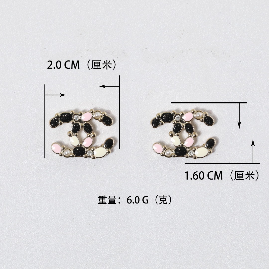 CCE383 Chanel colored enamel crystal stud earrings - ccjewelryacc