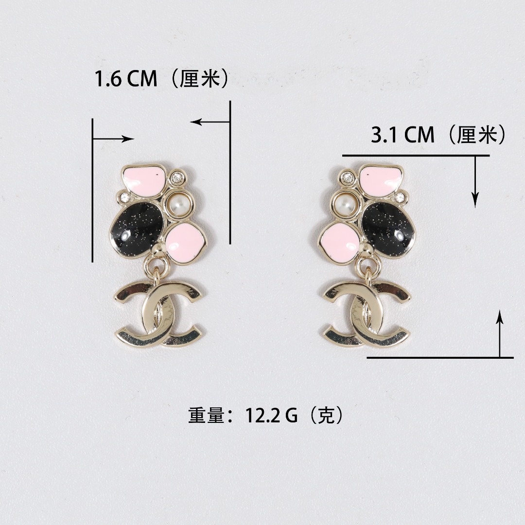 CCE382 Chanel colored enamel crystal cc logo dangle earrings - ccjewelryacc