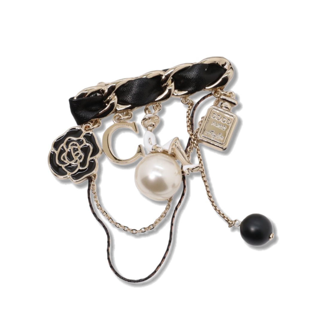 BCB607 Chanel Camellia, perfume bottle charms brooch pin - ccjewelryacc